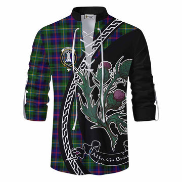Malcolm Family Crest Tartan Ghillie Shirt Alba Thistle Inspired