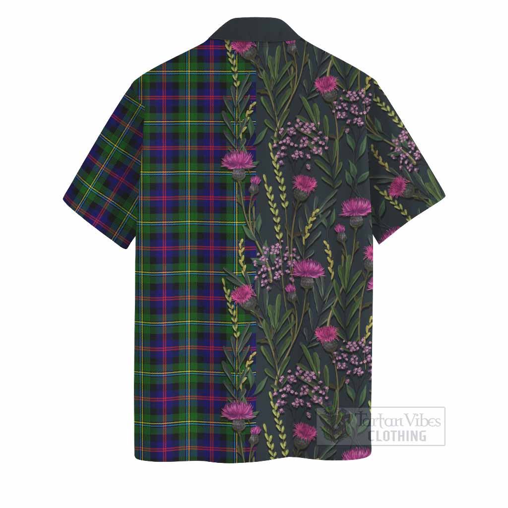Malcolm Family Crest Tartan Hawaiian Shirt Scottish Thistle Flower Pattern Half Style - Tartan Vibes Clothing