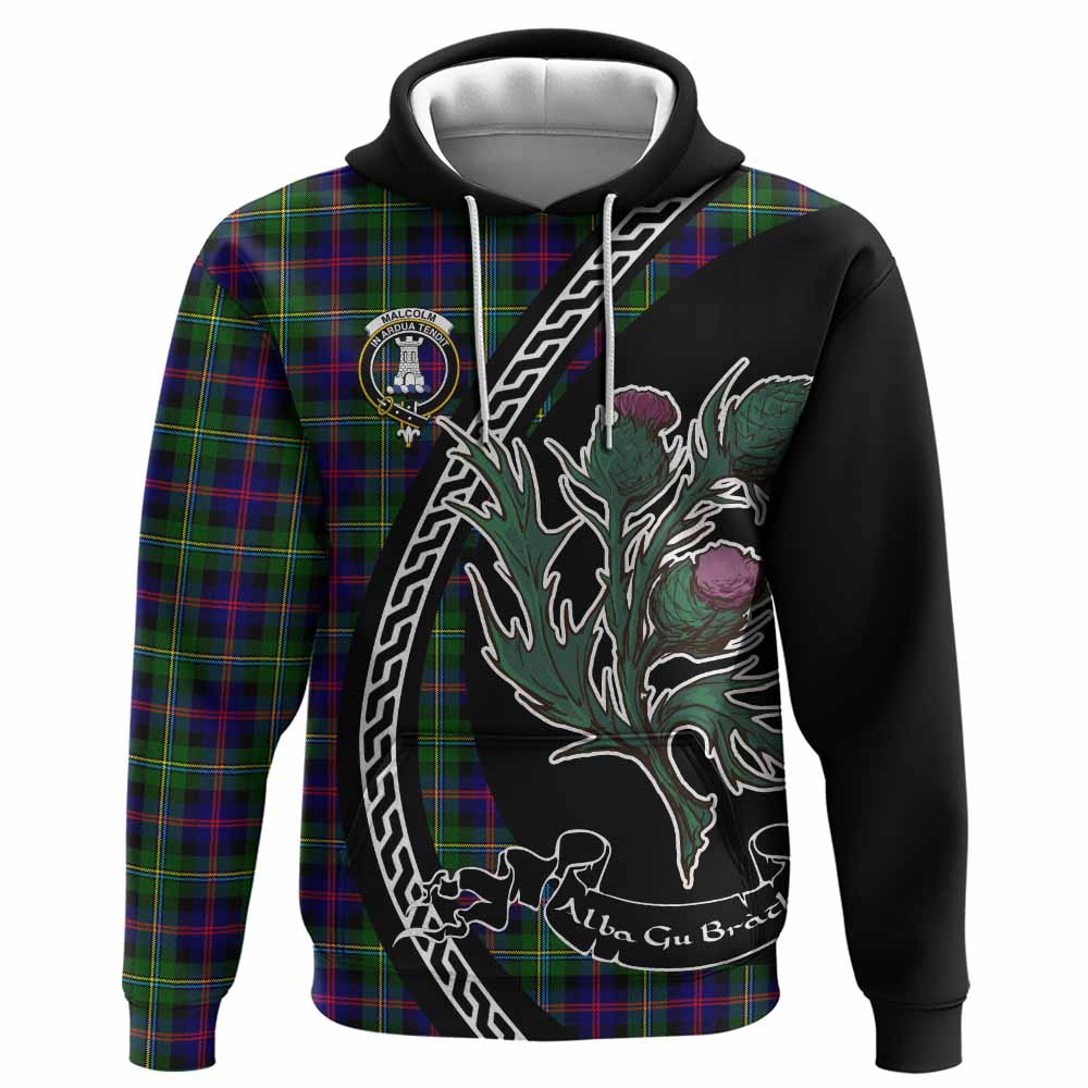 Malcolm Family Crest Tartan Hoodie Alba Thistle Inspired - Tartan Vibes Clothing