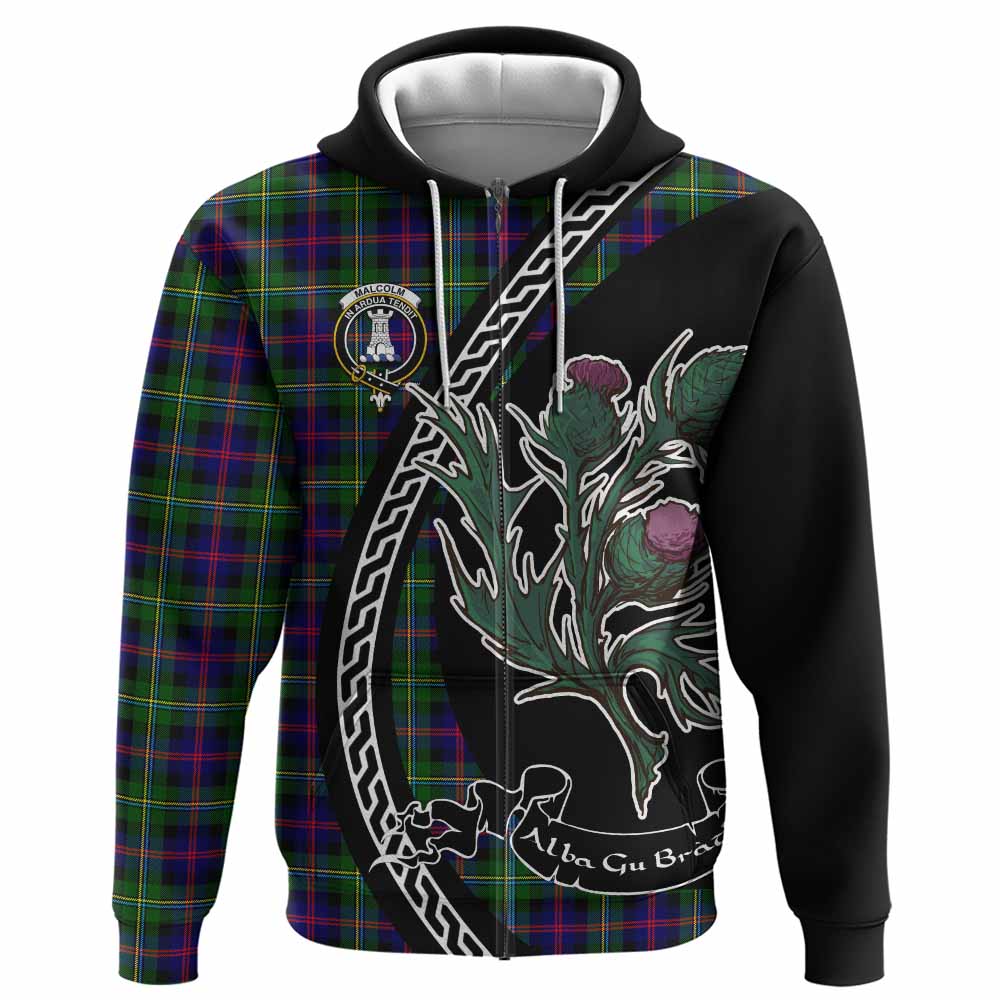 Malcolm Family Crest Tartan Hoodie Alba Thistle Inspired - Tartan Vibes Clothing
