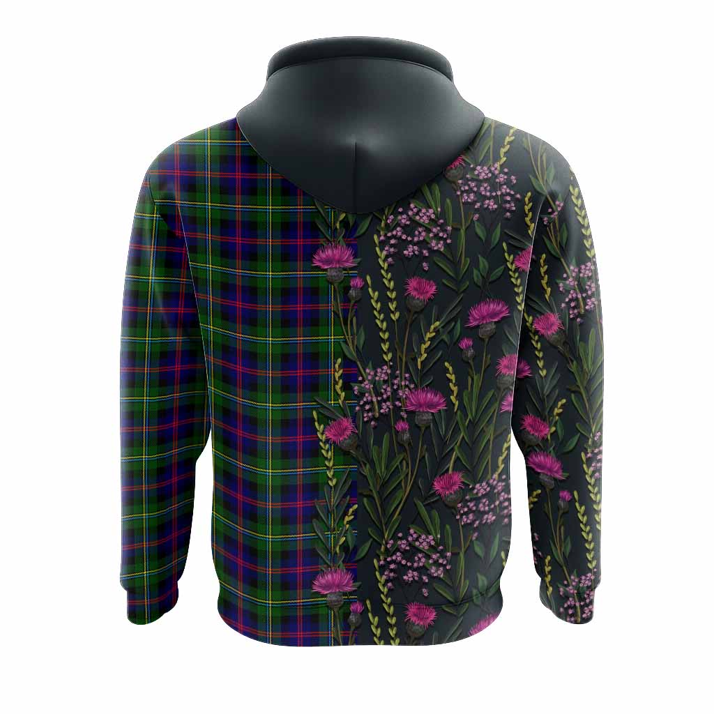 Malcolm Family Crest Tartan Hoodie Scottish Thistle Flower Pattern Half Style - Tartan Vibes Clothing