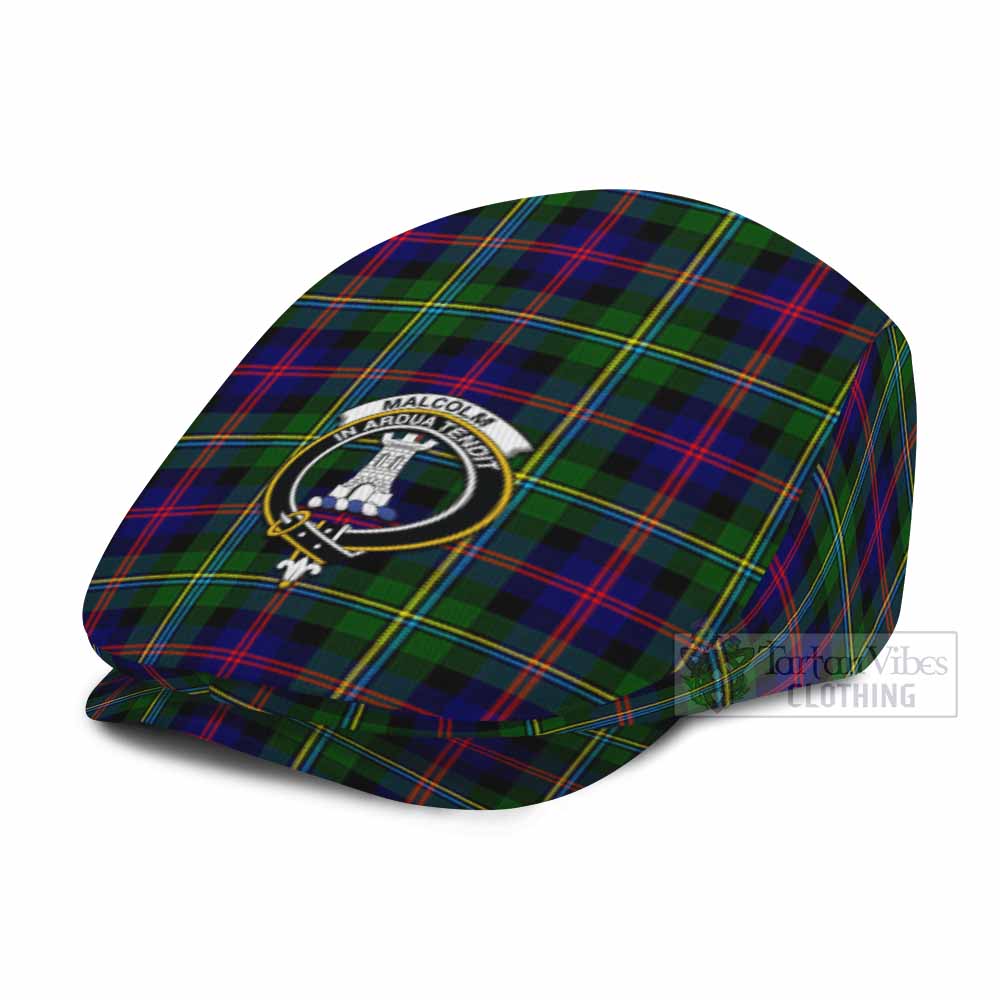 Malcolm Family Crest Tartan Jeff Cap, Tartan Flat Cap