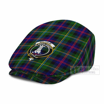 Malcolm Family Crest Tartan Jeff Cap, Tartan Flat Cap