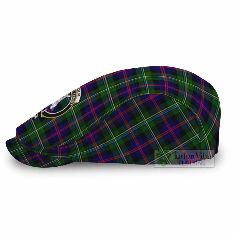 Malcolm Family Crest Tartan Jeff Cap, Tartan Flat Cap