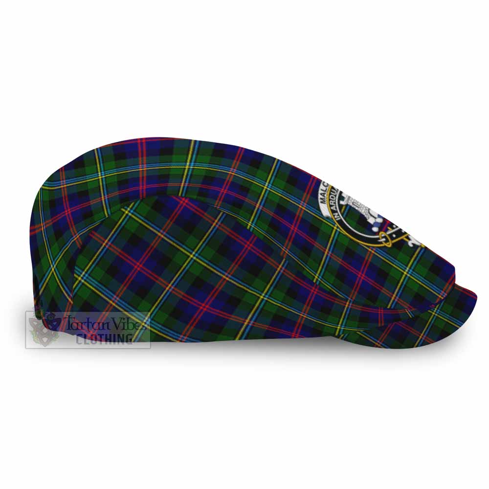 Malcolm Family Crest Tartan Jeff Cap, Tartan Flat Cap