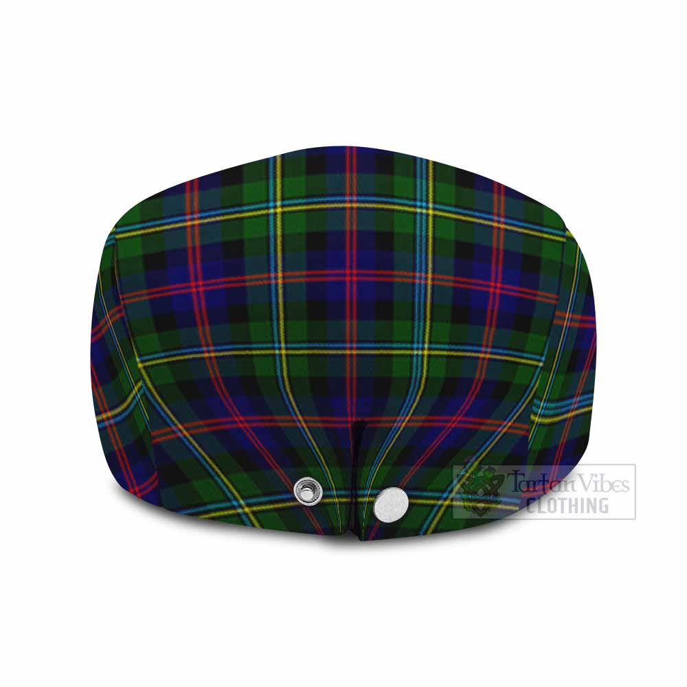 Malcolm Family Crest Tartan Jeff Cap, Tartan Flat Cap