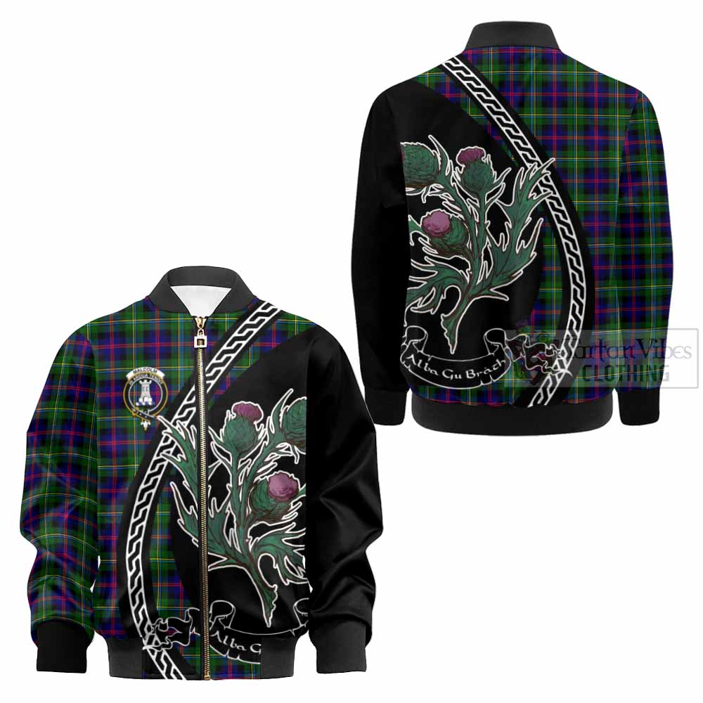 Malcolm Family Crest Tartan Kid Bomber Jacket Alba Thistle Inspired - Tartan Vibes Clothing