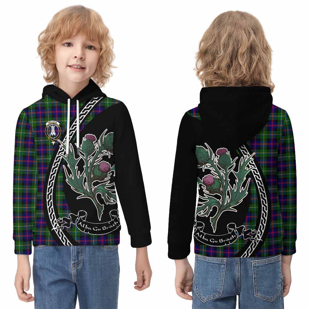 Malcolm Family Crest Tartan Kid Hoodie Alba Thistle Inspired - Tartan Vibes Clothing