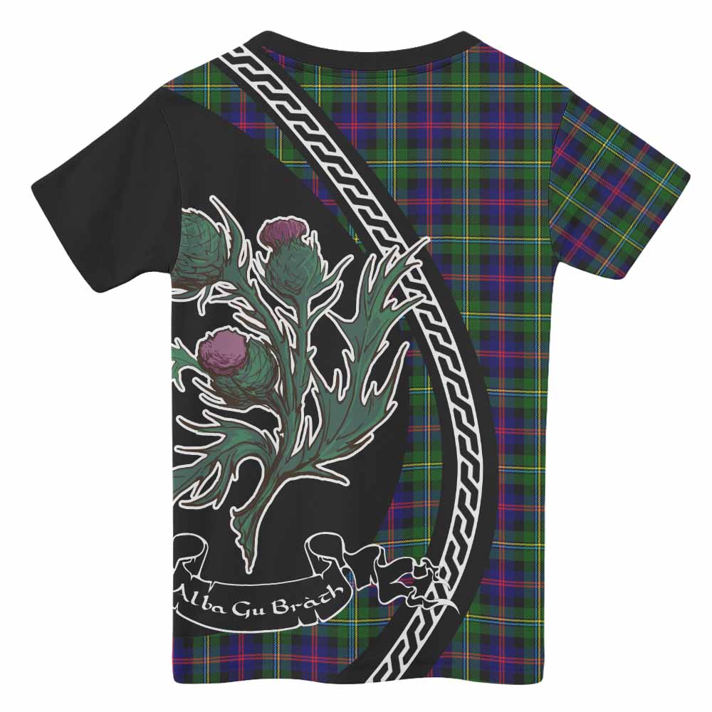 Malcolm Family Crest Tartan Kid T-shirt Alba Thistle Inspired - Tartan Vibes Clothing