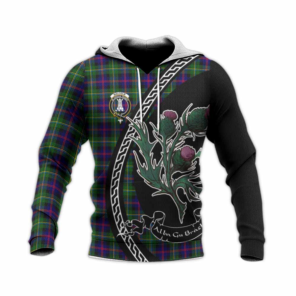 Malcolm Family Crest Tartan Knitted Hoodie Alba Thistle Inspired - Tartan Vibes Clothing