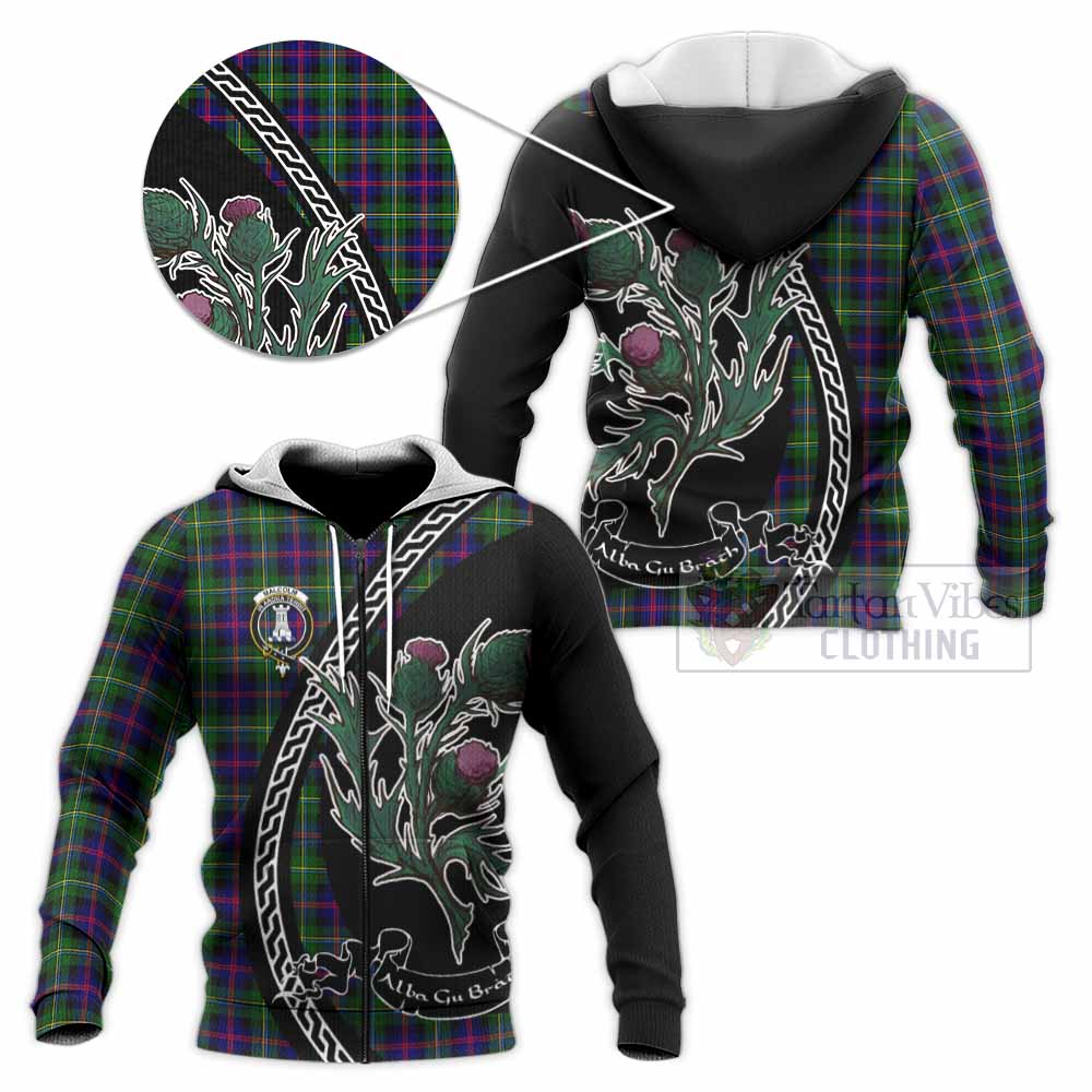 Malcolm Family Crest Tartan Knitted Hoodie Alba Thistle Inspired - Tartan Vibes Clothing