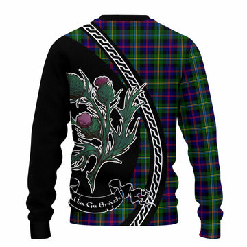 Malcolm Family Crest Tartan Knitted Sweater Alba Thistle Inspired