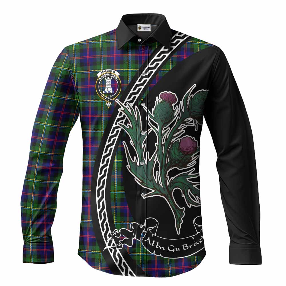 Malcolm Family Crest Tartan Long Sleeve Button Shirts Alba Thistle Inspired - Tartan Vibes Clothing
