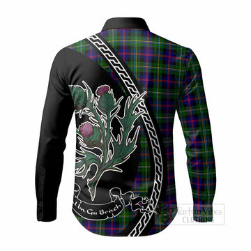 Malcolm Family Crest Tartan Long Sleeve Button Shirts Alba Thistle Inspired
