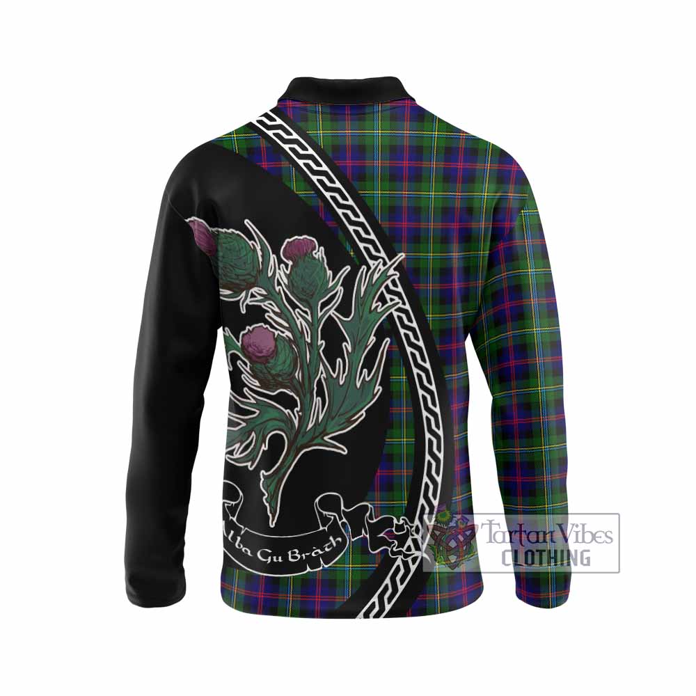 Malcolm Family Crest Tartan Long Sleeve Polo Shirt Alba Thistle Inspired - Tartan Vibes Clothing