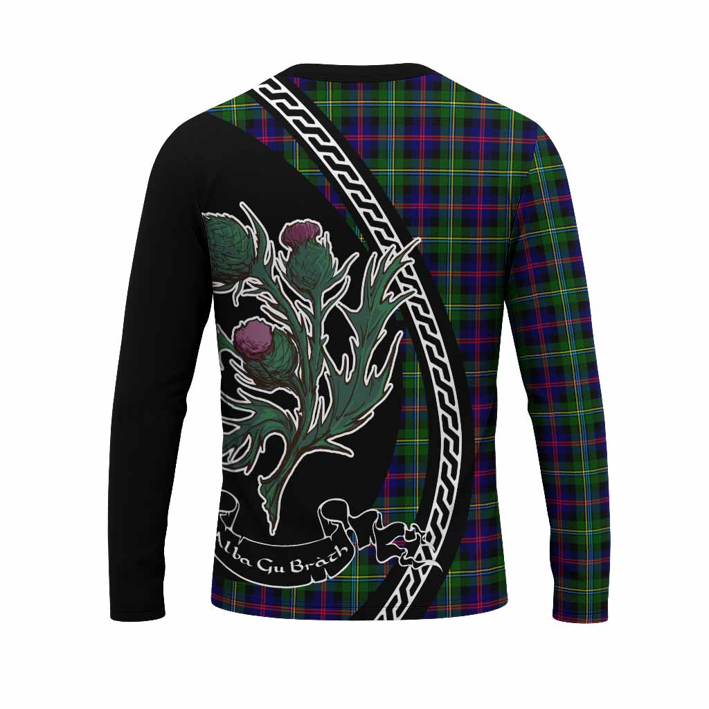 Malcolm Family Crest Tartan Long Sleeve T-Shirt Alba Thistle Inspired - Tartan Vibes Clothing