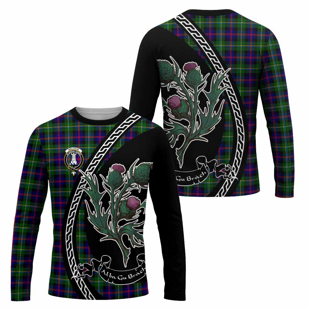 Malcolm Family Crest Tartan Long Sleeve T-Shirt Alba Thistle Inspired - Tartan Vibes Clothing