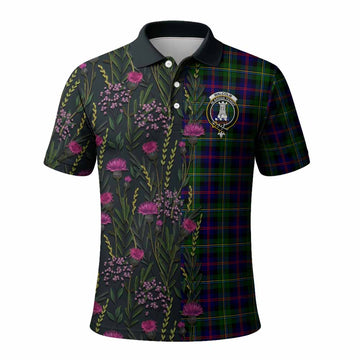 Malcolm Family Crest Tartan Polo Shirt Scottish Thistle Flower Pattern Half Style
