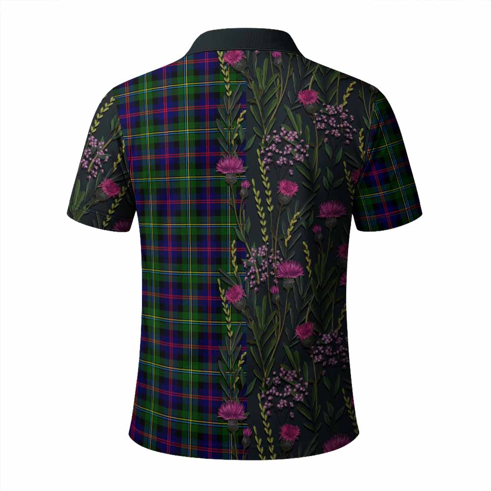 Malcolm Family Crest Tartan Polo Shirt Scottish Thistle Flower Pattern Half Style - Tartan Vibes Clothing