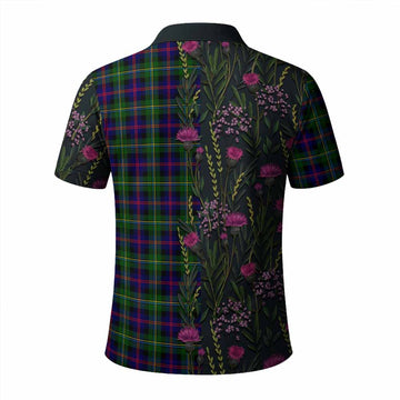 Malcolm Family Crest Tartan Polo Shirt Scottish Thistle Flower Pattern Half Style