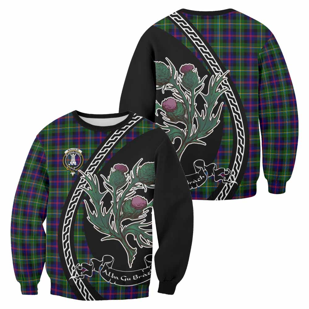 Malcolm Family Crest Tartan Sweatshirt Alba Thistle Inspired - Tartan Vibes Clothing