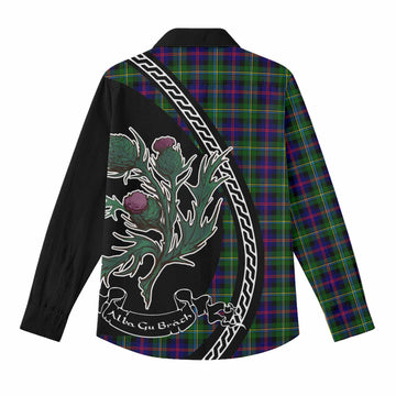 Malcolm Family Crest Tartan Women Casual Shirt Alba Thistle Inspired - Tartan Vibes Clothing