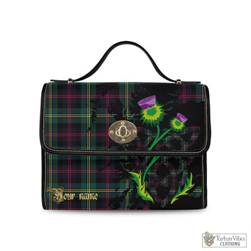 Malcolm Modern Tartan Waterproof Canvas Bag with Scotland Map and Thistle Celtic Accents