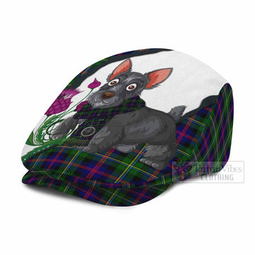 Malcolm Scottish Terrier Tartan Flat Cap, Jeff Cap Thistle Heritage Art