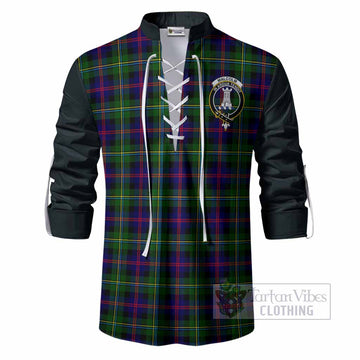 Malcolm Tartan Accent Ghillie Shirt with Family Crest