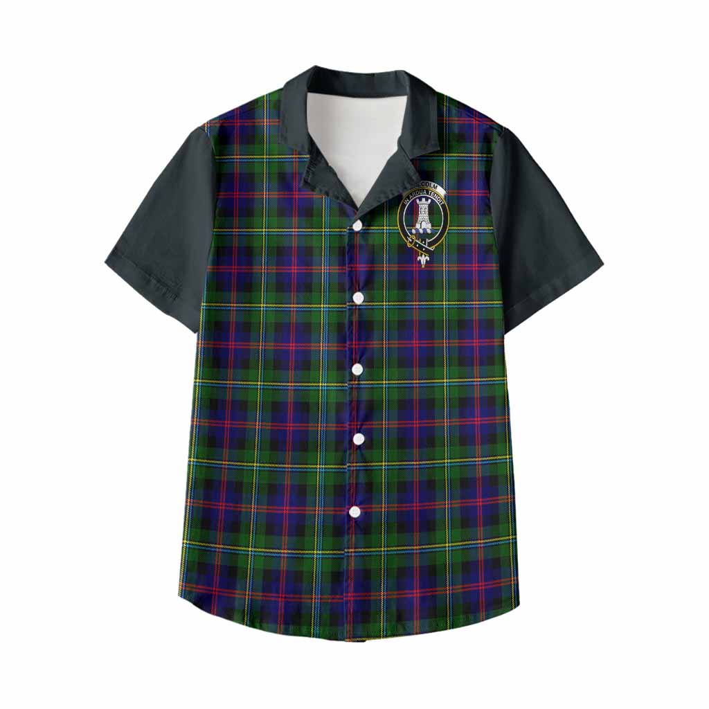 Malcolm Tartan Accent Kid Hawaiian Shirt with Family Crest