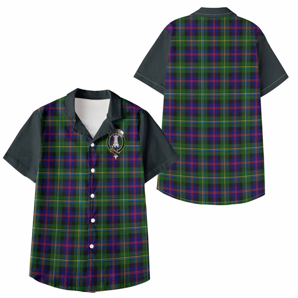 Malcolm Tartan Accent Kid Hawaiian Shirt with Family Crest