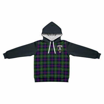 Malcolm Tartan Accent Kid Hoodie with Family Crest