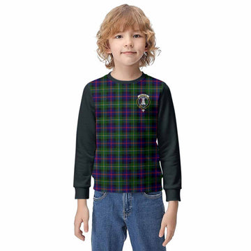 Malcolm Tartan Accent Kid Knitted Sweatshirt with Family Crest