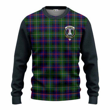 Malcolm Tartan Accent Knitted Sweater with Family Crest
