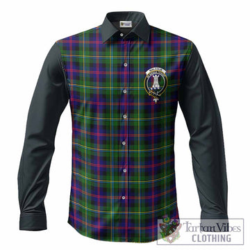 Malcolm Tartan Accent Long Sleeve Button Shirts with Family Crest