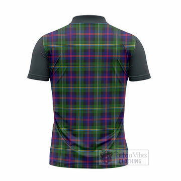 Malcolm Tartan Accent Zipper Polo Shirt with Family Crest