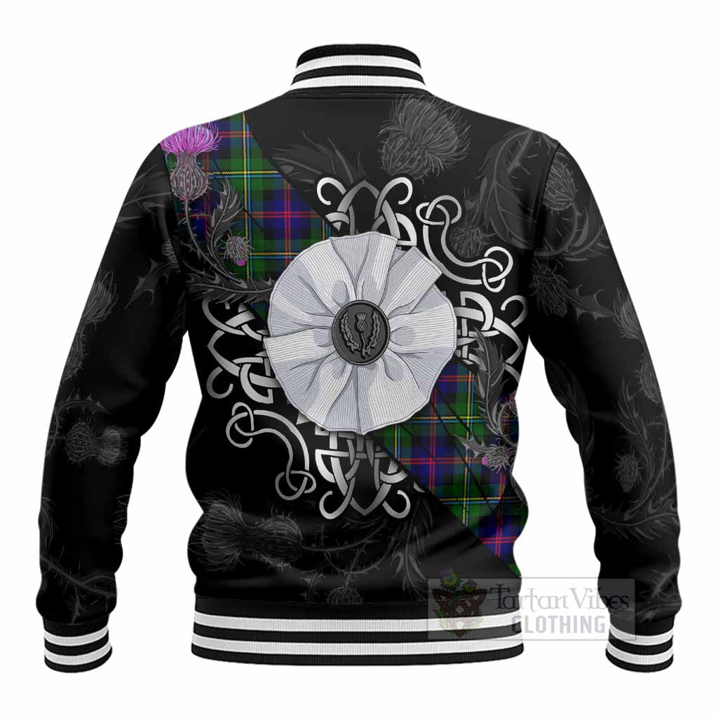 Malcolm Tartan Baseball Jacket Jacobite White Rose - Tartan Vibes Clothing