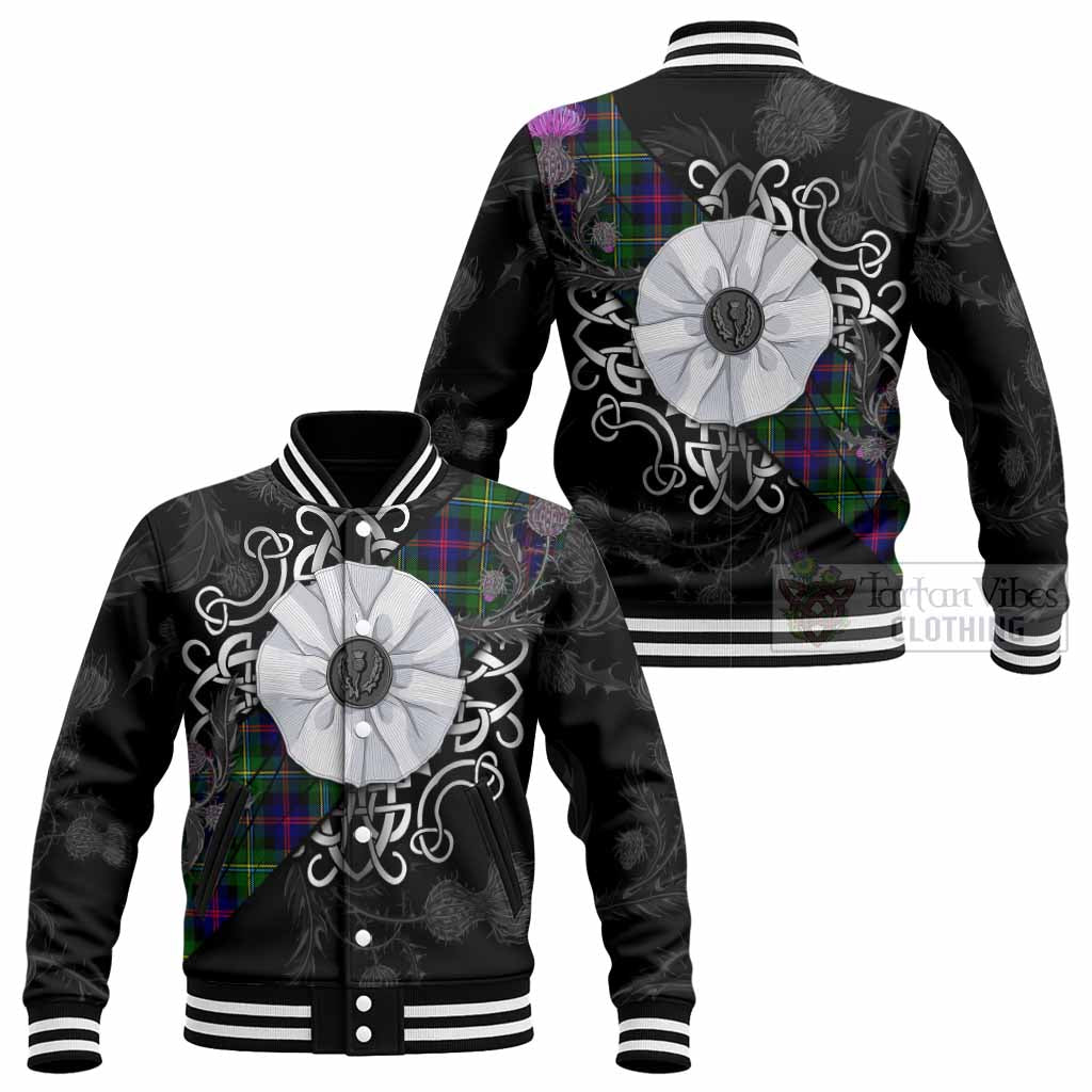 Malcolm Tartan Baseball Jacket Jacobite White Rose - Tartan Vibes Clothing