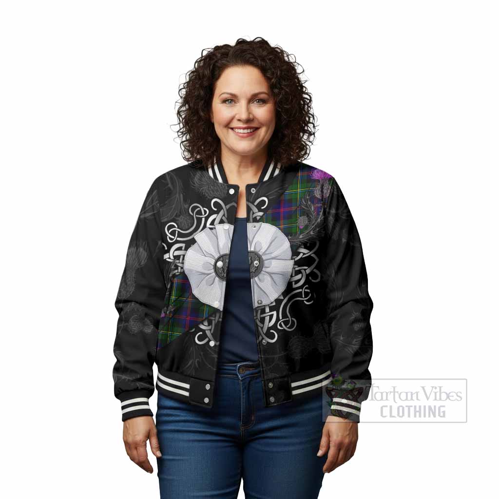 Malcolm Tartan Baseball Jacket Jacobite White Rose - Tartan Vibes Clothing