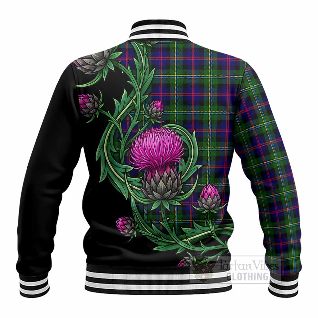 Malcolm Tartan Baseball Jacket Resilient Scottish Thistle - Tartan Vibes Clothing