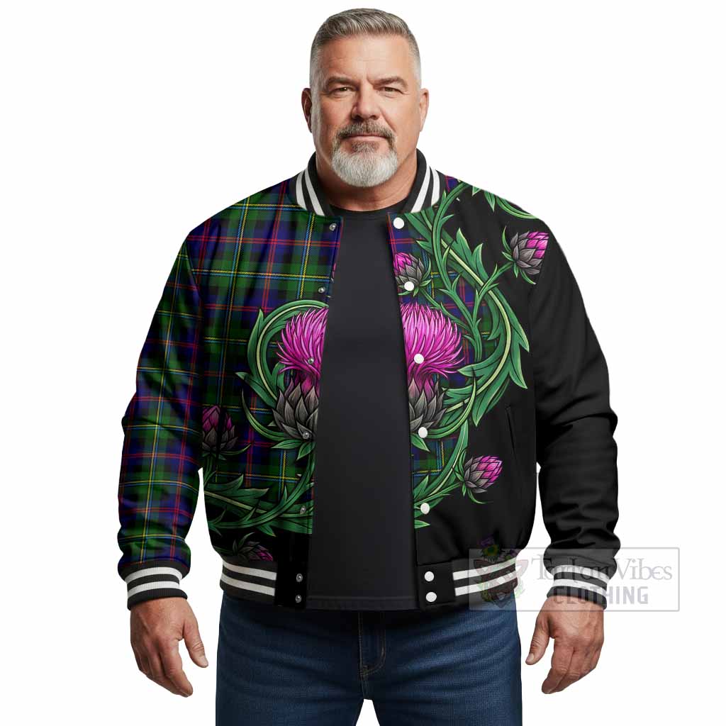 Malcolm Tartan Baseball Jacket Resilient Scottish Thistle - Tartan Vibes Clothing