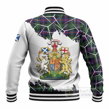 Malcolm Tartan Baseball Jacket with Family Crest and Lion Rampant Grunge Style