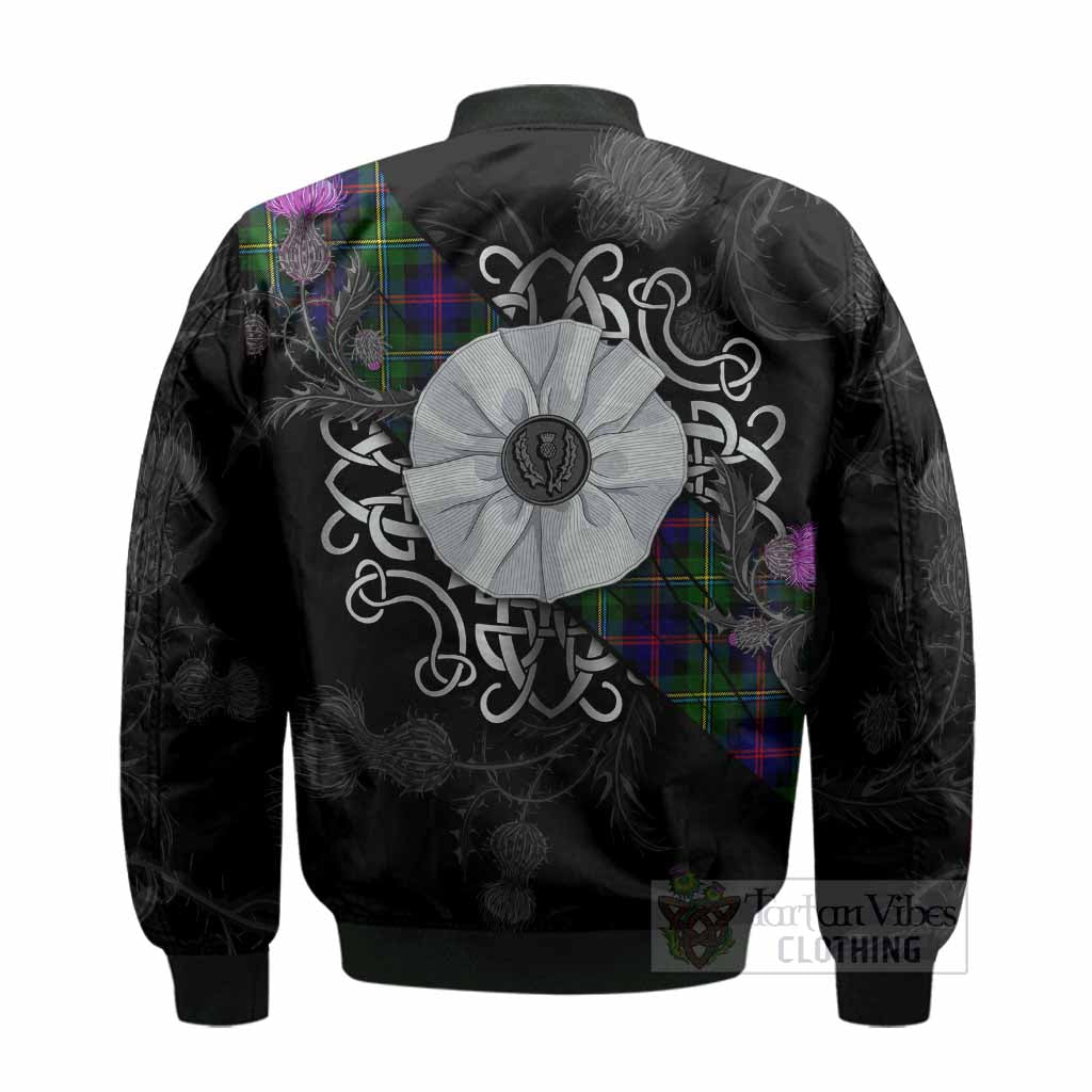 Malcolm Tartan Bomber Jacket Jacobite White Rose - Tartan Vibes Clothing