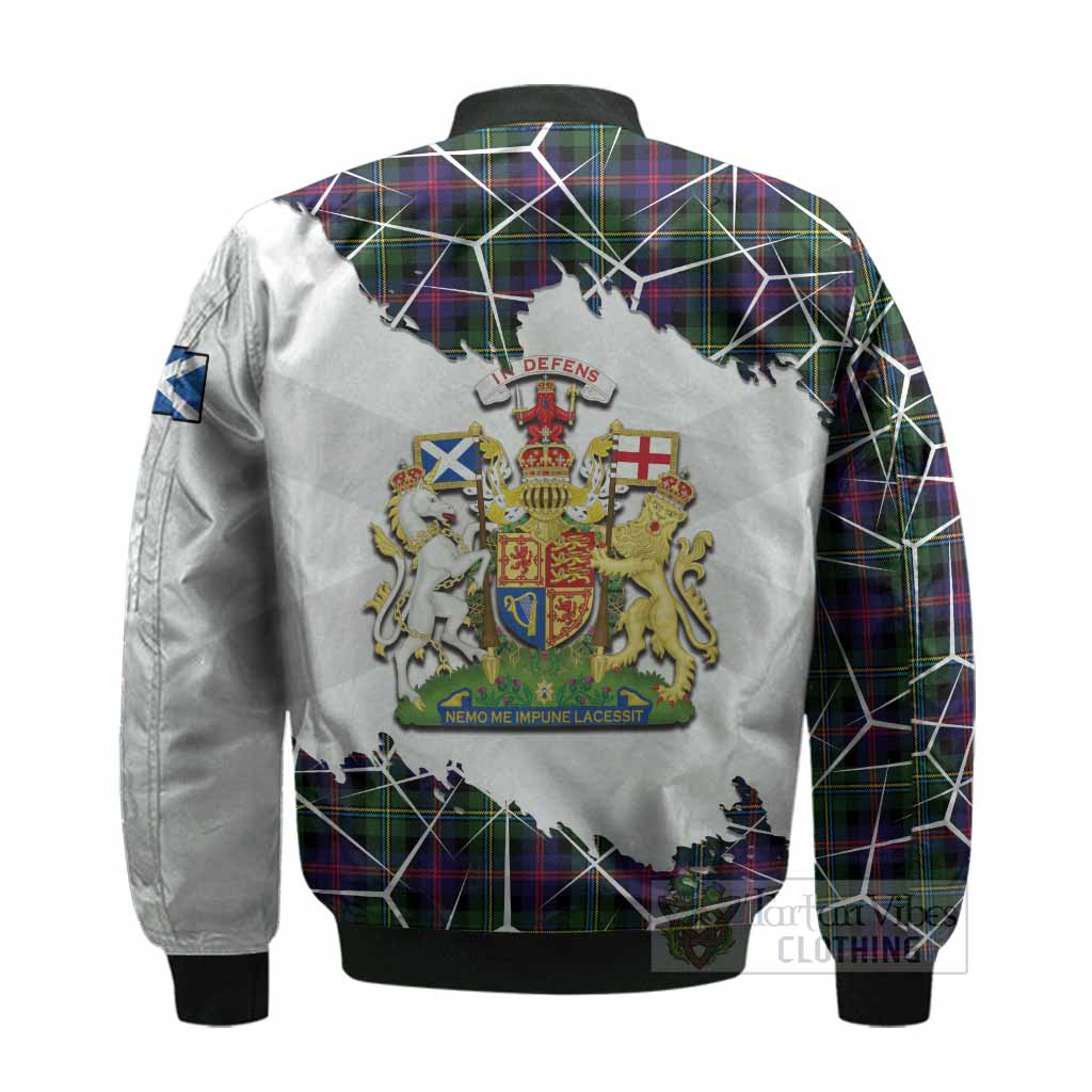 Malcolm Tartan Bomber Jacket with Family Crest and Lion Rampant Grunge Style