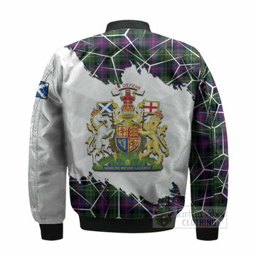 Malcolm Tartan Bomber Jacket with Family Crest and Lion Rampant Grunge Style