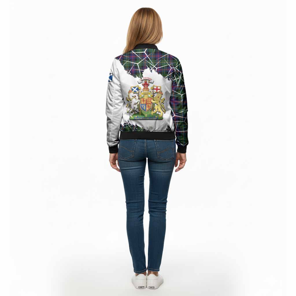 Malcolm Tartan Bomber Jacket with Family Crest and Lion Rampant Grunge Style