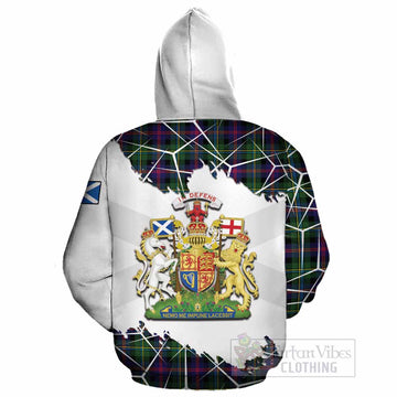 Malcolm Tartan Cotton Hoodie with Family Crest and Lion Rampant Grunge Style