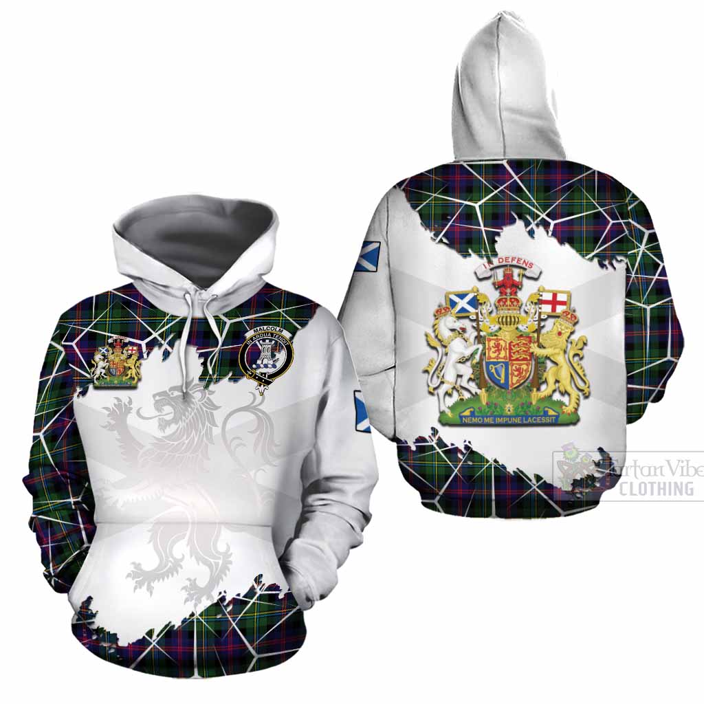 Malcolm Tartan Cotton Hoodie with Family Crest and Lion Rampant Grunge Style