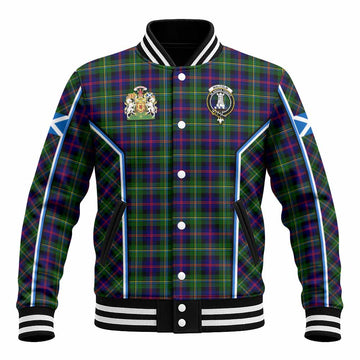 Malcolm Tartan Crest Baseball Jacket Scotland Coat of Arm Flag Style