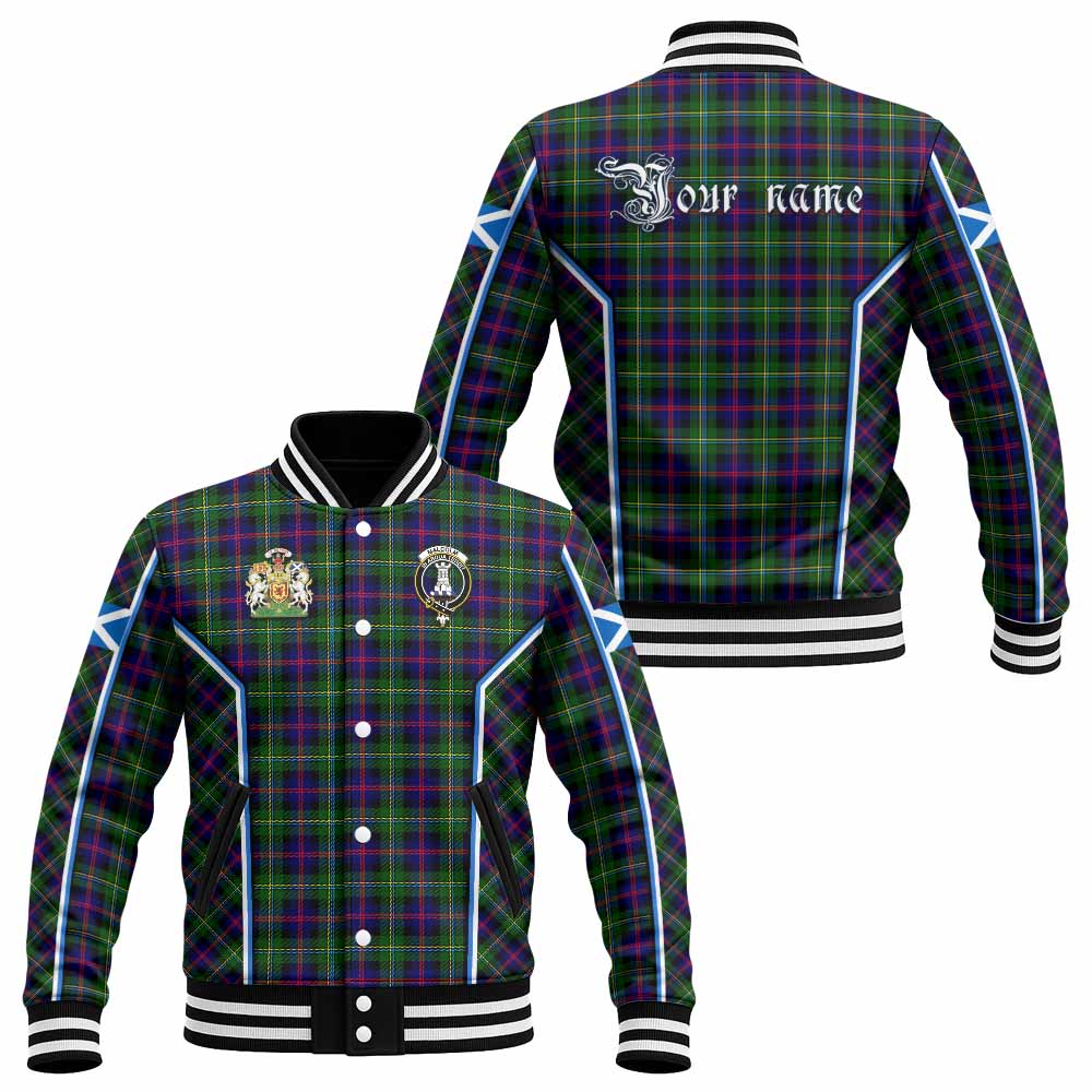 Malcolm Tartan Crest Baseball Jacket Scotland Coat of Arm Flag Style - Tartan Vibes Clothing